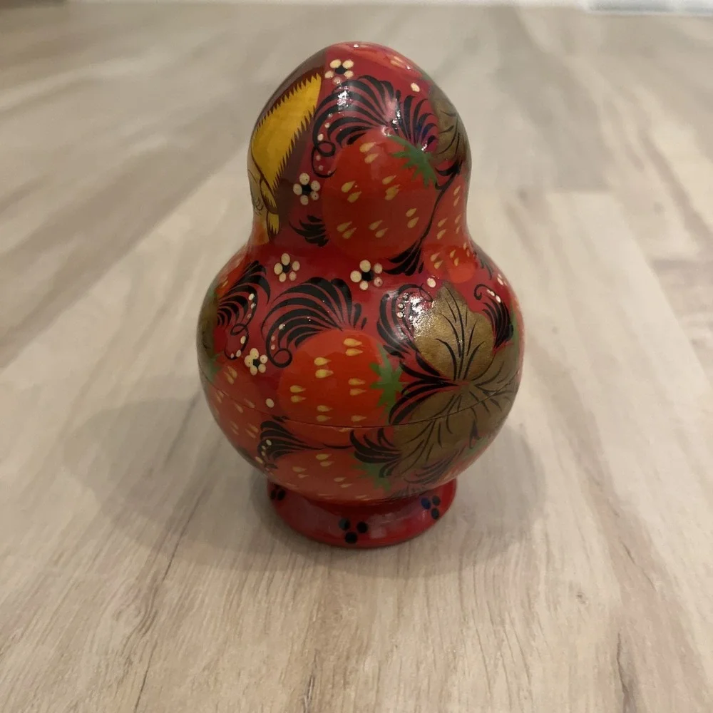 Vintage R. Ceprueb Nocag 5pc Nesting Dolls - Strawberry Theme - Artist Signed‎